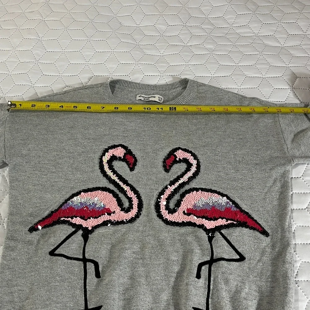Abercrombie Kids Pink Sequin Flamingos Crewneck Sweater Size 11/12Y